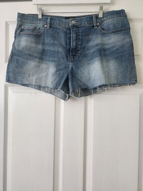 Lucky Brand Faded Blue Denim Frayed Hem Shorts - Women's 18